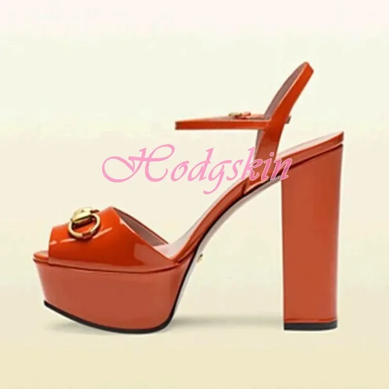 Peep Toe Plattform Patent Sandalen Chunky High Heels Solide Ankle Schnallen Riemen Design Frauen Schuhe Super Ferse Großen Größe Partei sandale