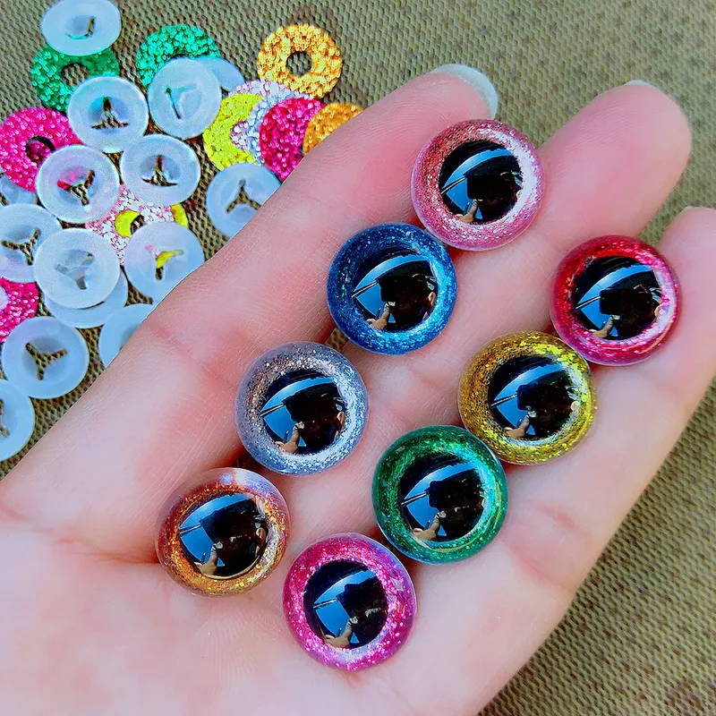 20 stücke 3D Kunststoff Glitter Sicherheit Augen Für Häkeln Spielzeug Amigurumi Diy Mix Groß Gemischte Größen Spielzeug Puppe Machen 10/12/14/16/18/20/22mm