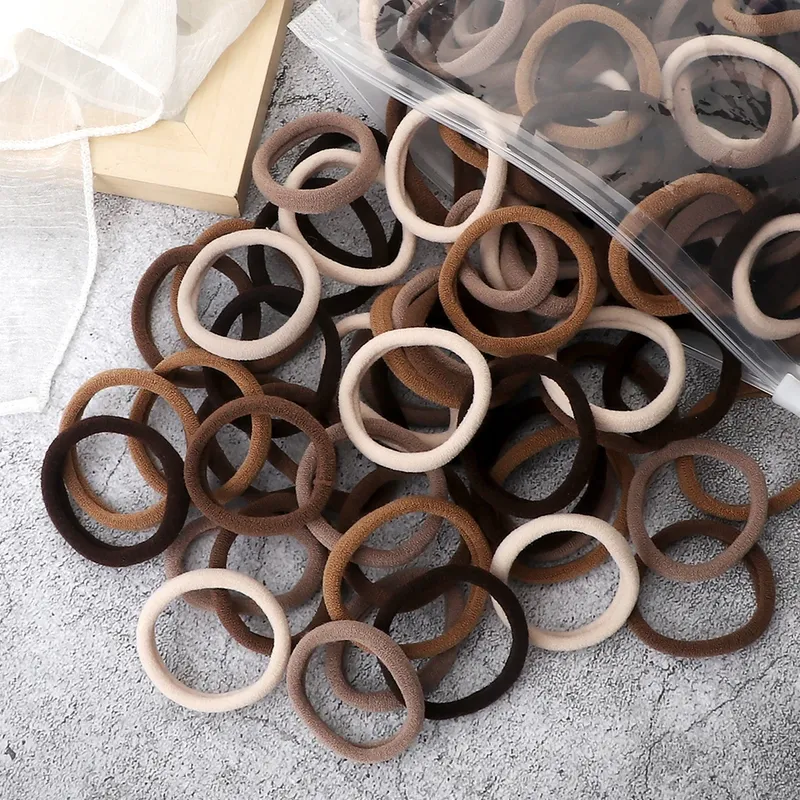 50 Stücke Frauen Mädchen Mischfarben Haarbänder 4 cm Grundlegende Haargummis Elastisches Stirnband Einfache Haarband Zubehör Pferdeschwanzhalter