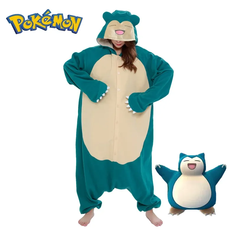 Pokemon Onesie Snorlax Cosplay Kostüm Weihnachten Pyjamas Fleece Frauen Einteilige Kigurumi Ganzkörper Pijama Anime Ganze Kleidung