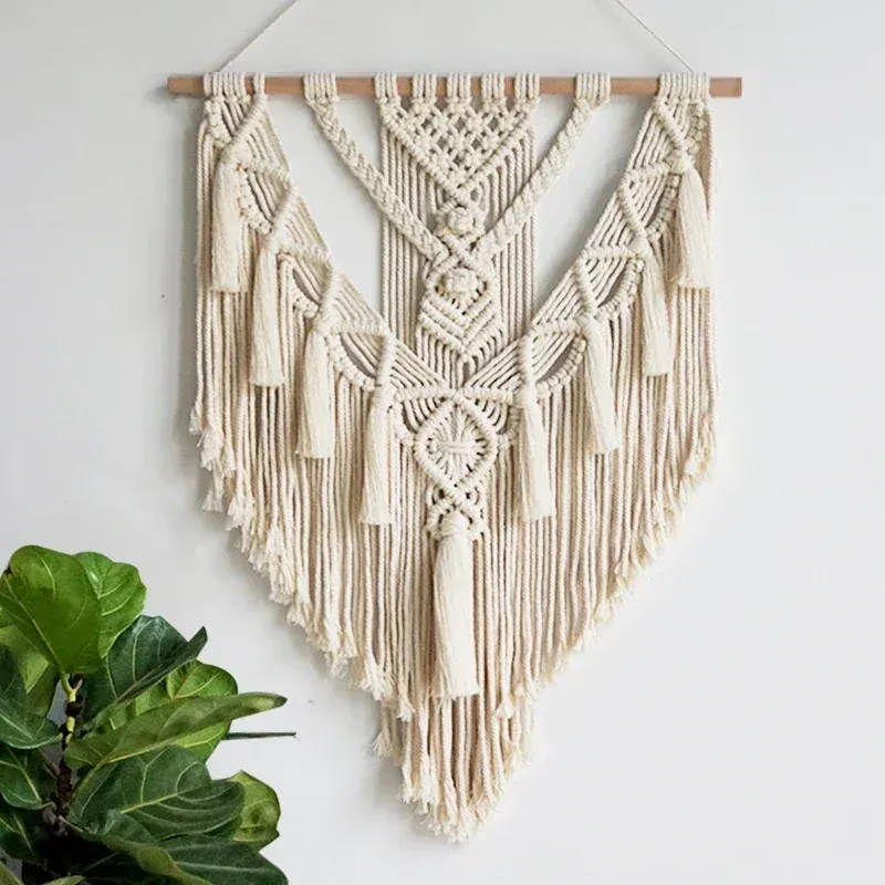Makramee gewebte Wandbehang Boho Home Chic Bohemian geometrische Kunst Dekor schöne Wohnung Wohnheim Zimmer Dekoration Wandteppich