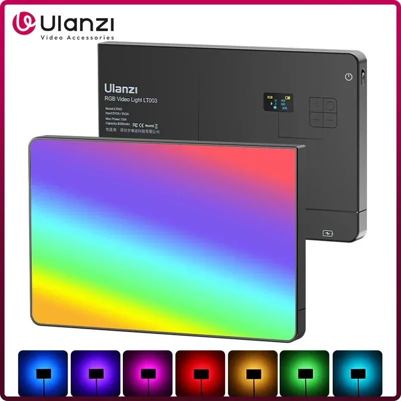 Ulanzi LT003 RGB-Videoleuchte, Vollfarb-Flächenleuchte, 8000 mAh, dimmbar, 2500–9000 K, CRI 95+, Fotostudio-Lampe, 266 Perlen, Livestream