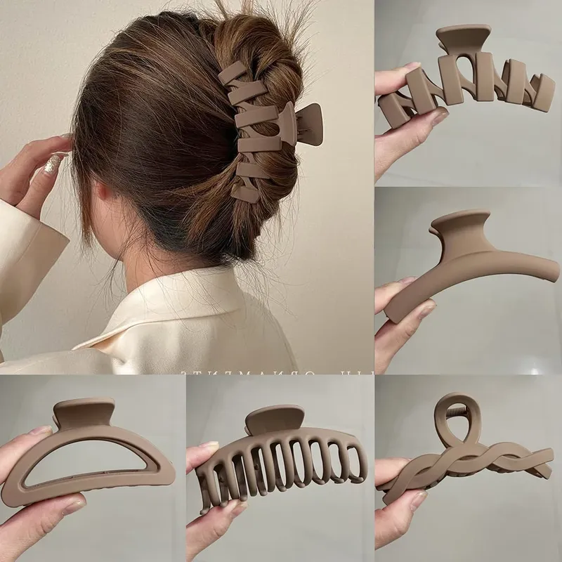 Frauen Haar Klaue Clips Korea Kaffee Beige Acryl Große Haar Klaue Haarnadel Geometrische Barrettes Krabben Mädchen Kopfbedeckung Haar Zubehör