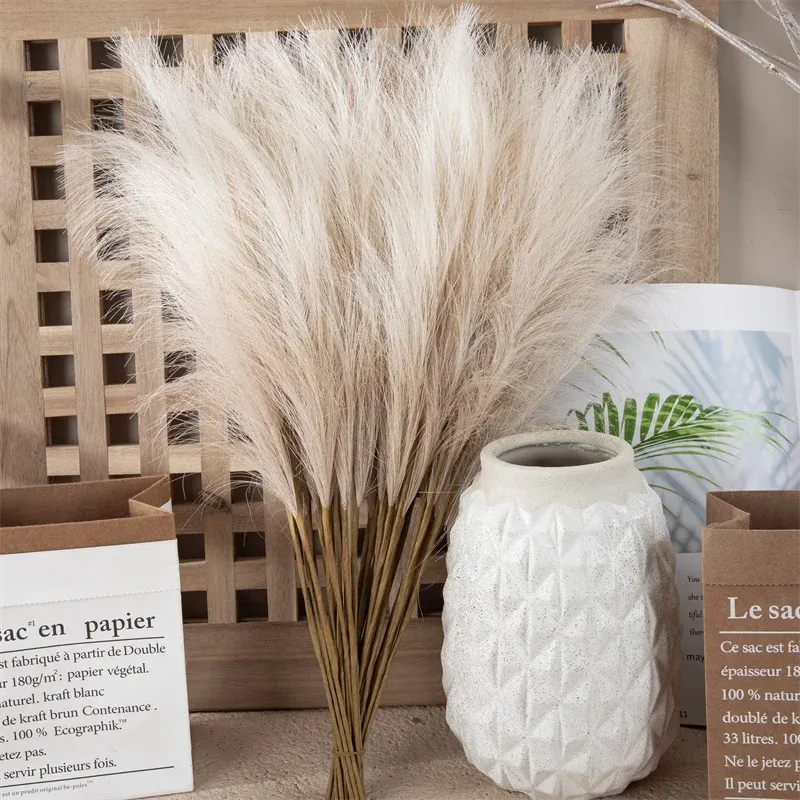 10 Stücke Künstliche Blume Pampas Gras Gefälschte Pflanze Schilf Hochzeit Dekoration Blumen Blau Pampas Bouquet Boho Dekor Wohnaccessoires