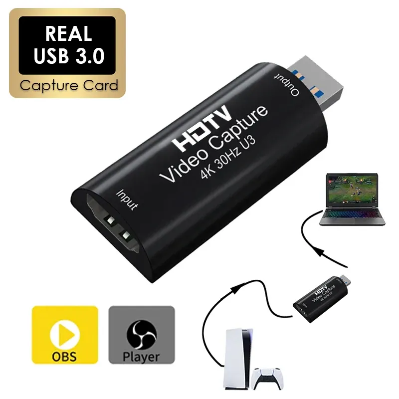 4K 30HZ MS2130 Real USB 3.0 HDTV Video Capture Card Game Recording Box 1080p 60fps Live-Streaming für PS4 Ps5 Switch