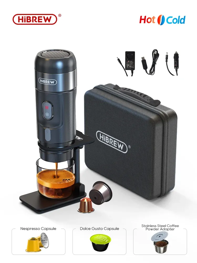 HiBREW Tragbare Kaffeemaschine für Auto und Zuhause, DC12V Expresso-Kaffeemaschine, passend für Nexpresso Dolce Pod Kapselkaffeepulver H4A