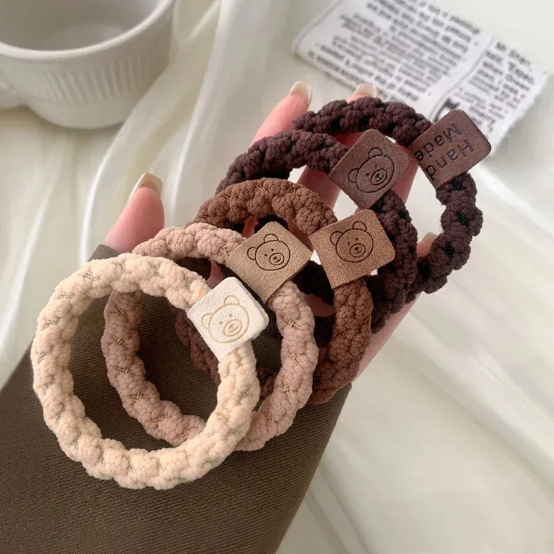1set frauen koreanische Kaffee bär haar gummibänder mädchen hohe elastische haargummis für dickes haar balck scrunchie knekkie zubehör