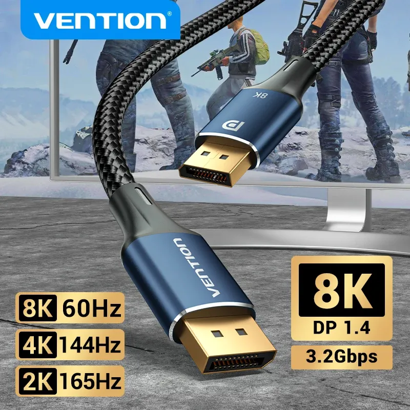 Vention DisplayPort 1.4 Kabel 8K 60Hz 4K HDR 165Hz Display Port Audiokabel für Video PC Laptop TV Display Port 1.4 DP Kabel 1.2