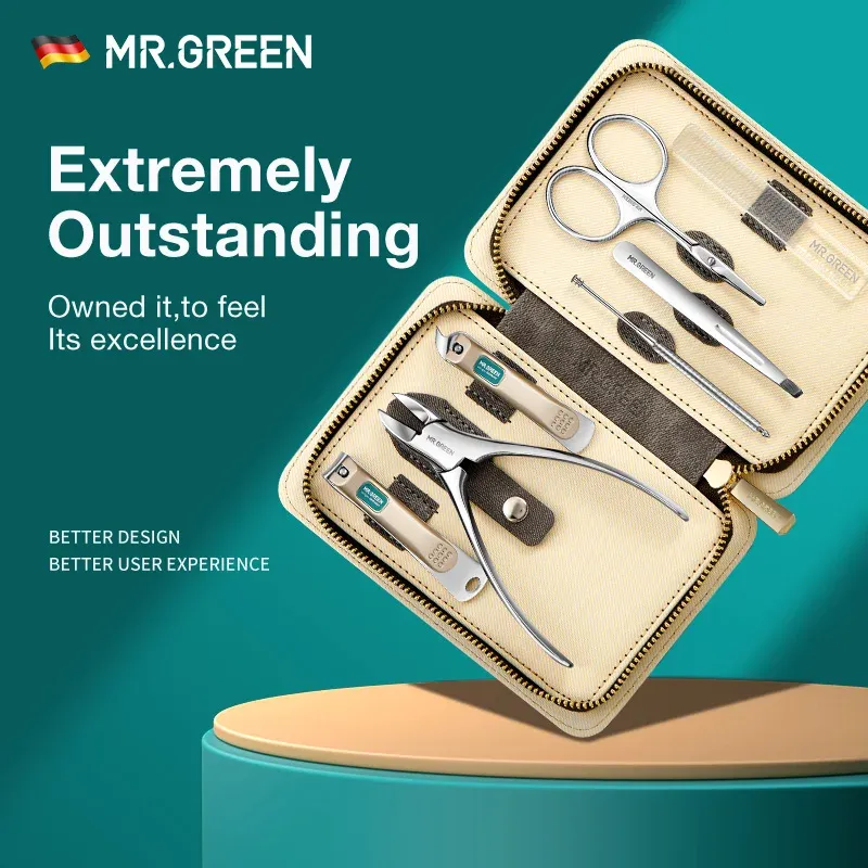 MR.GREEN Maniküre-Set, Farbkontrast-Sets, Nagelknipser, Schneider-Werkzeug-Sets, Edelstahl, Pediküre-Reiseetui für Mann und Frau