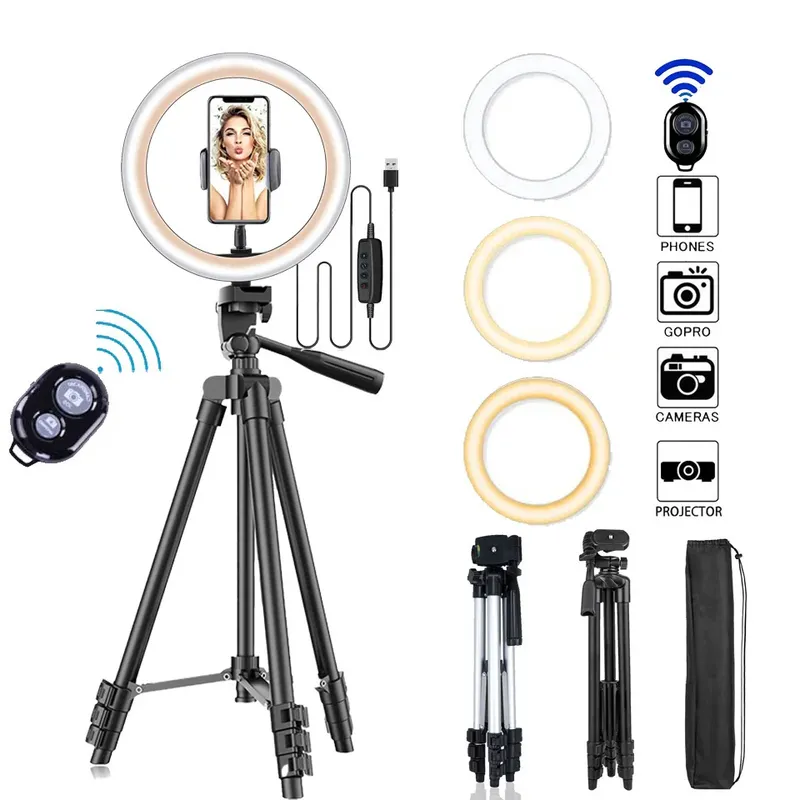26 cm Foto Ringlicht Led Selfie Ring Licht Telefon Fernbedienung Lampe Fotografie Beleuchtung Mit Stativ Halter Youtube Video