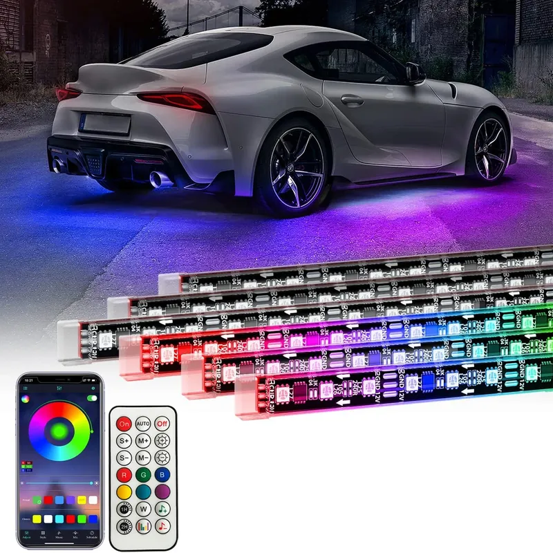 RGB Flexible Auto Underglow Licht Streifen 12V LED Unterboden Umgebungs Licht Mit App Steuerung Neon Auto Dekorative Atmosphäre lampen