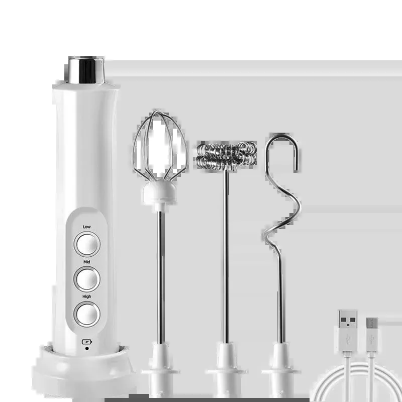3-in-1 tragbarer wiederaufladbarer elektrischer Milchaufschäumer, Schaumbereiter, Handschäumer, hohe Geschwindigkeiten, Getränkemixer, Kaffeeaufschäumstab