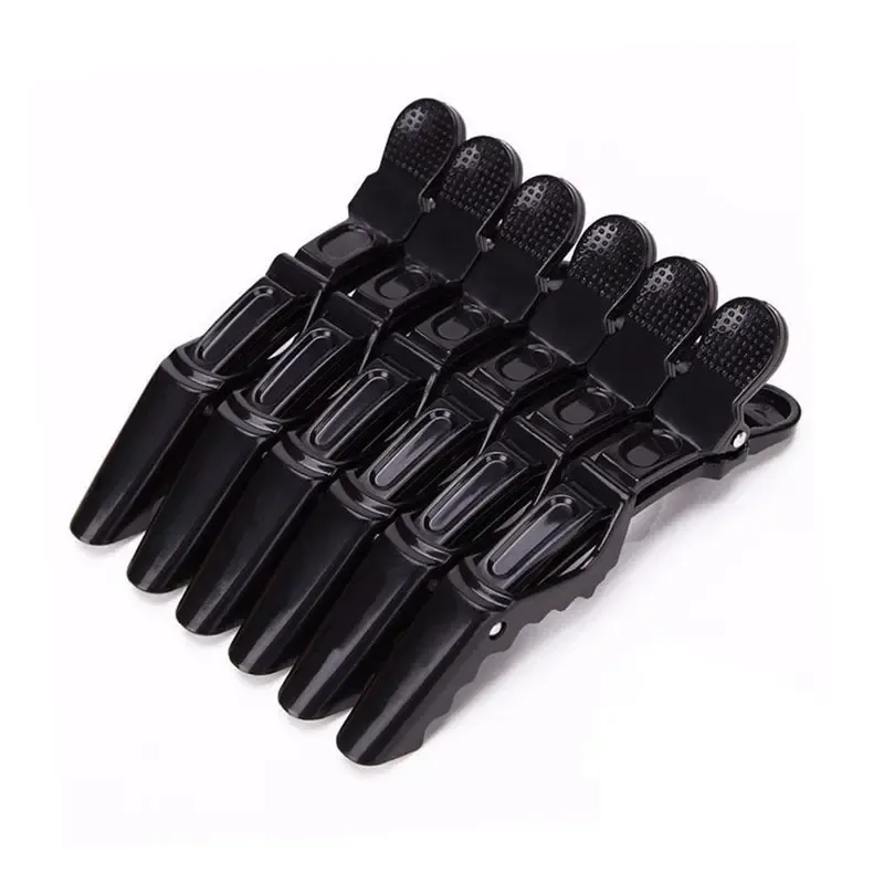 6 Packungen schwarz Alligator clip Schönheit Friseur Klemme Form Kunststoff Haar Klaue Mädchen Styling Haars pangen Haarschmuck