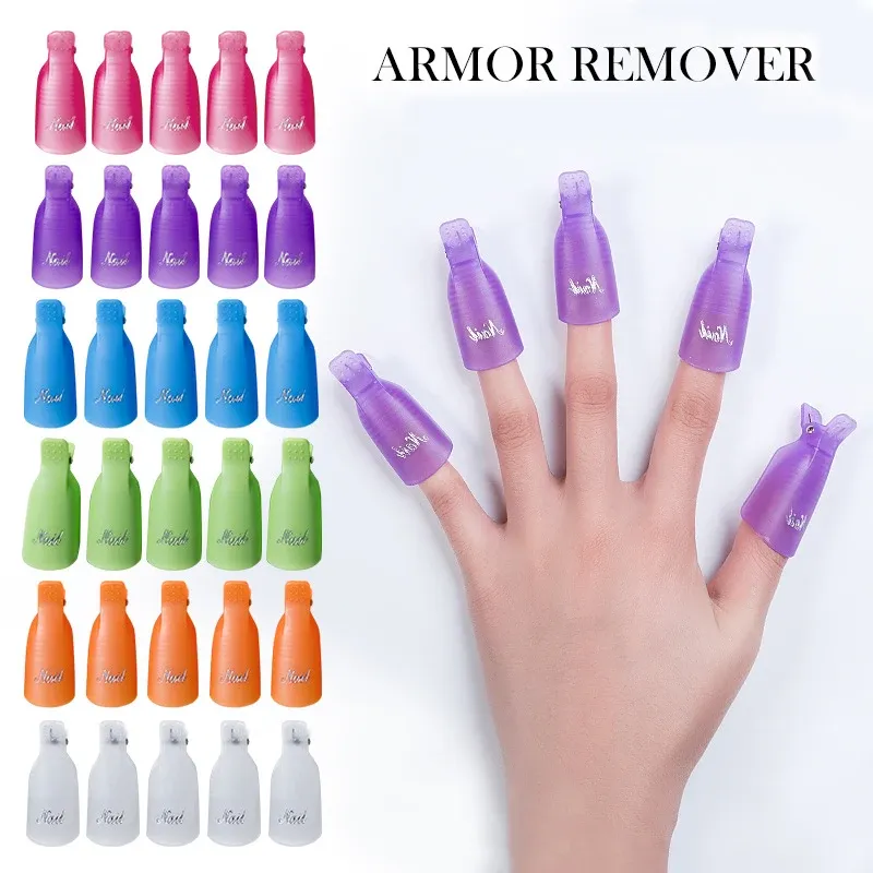 10 Teile/beutel Bunte Acryl Nail art Soak Off Kappe Clips Nägel Reinigung Maniküre UV Gel Polnisch Soak off Wrap Werkzeuge für Finger