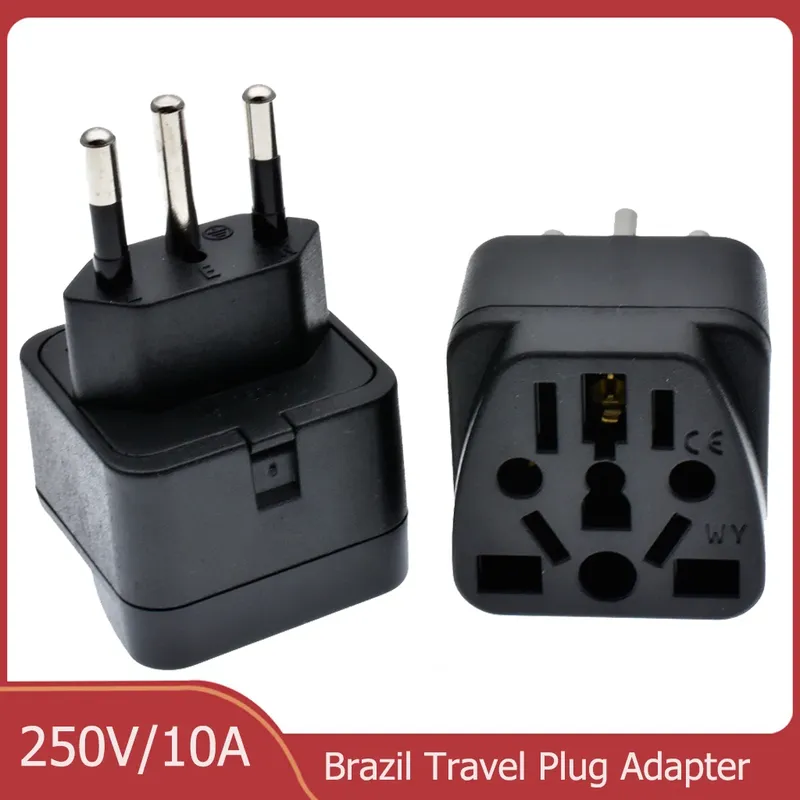 Universeller Brasilien-Stecker-Adapter, 3-polig, EU, Euro, AU, USA, UK auf Brasilien, Reiseadapter, elektrisches Netzkabel, Ladegerät, Steckdose - 2.54 EUR