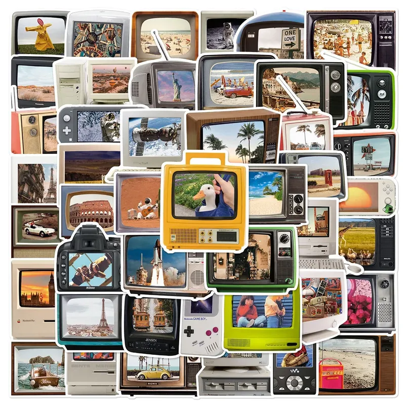 10/30/50 Stück Vintage TV Set Computer Kunst Graffiti Aufkleber Retro Aufkleber DIY Telefon Kühlschrank Laptop Skateboard Gepäck wasserdichtes Spielzeug