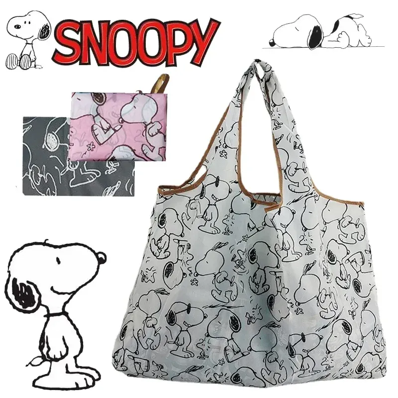 Snoopy faltbare Einkaufstasche, große Größe, dickes Nylon, große Tragetasche, wiederverwendbar, wasserdicht, Polyester, tragbar, Schulter-Damenhandtaschen