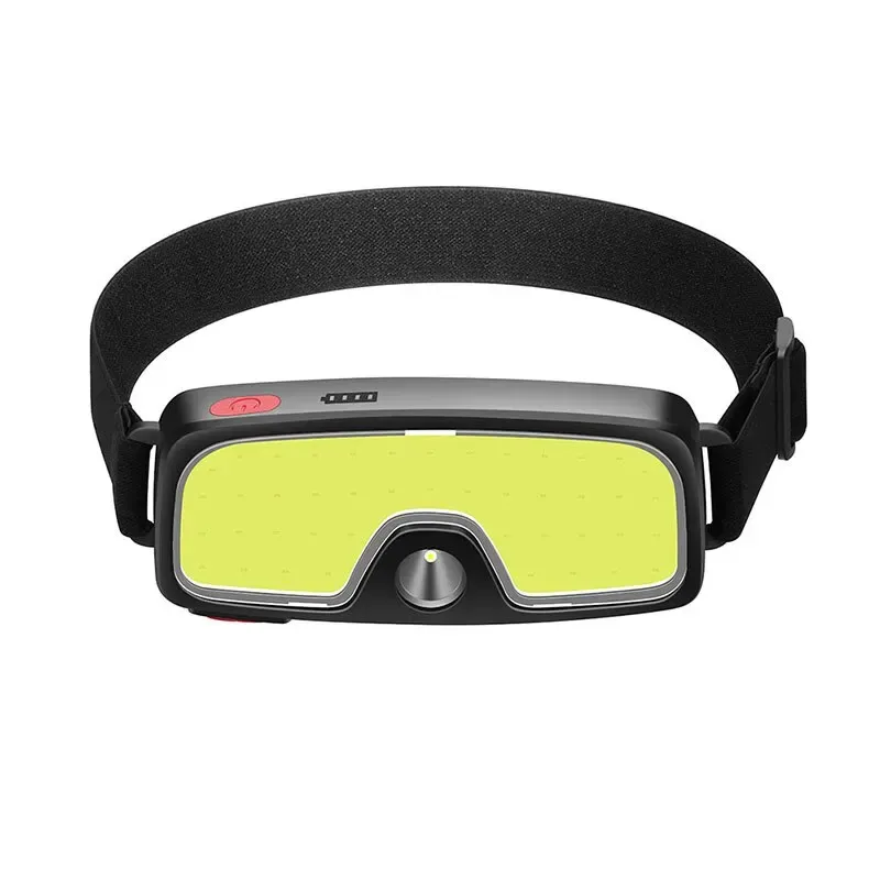 TYP C wiederaufladbarer LED-Camping-COB-Scheinwerfer, ABS, IPX5, wasserdichte Stirnlampe, superhell, eingebaute Batterieleistungsanzeige