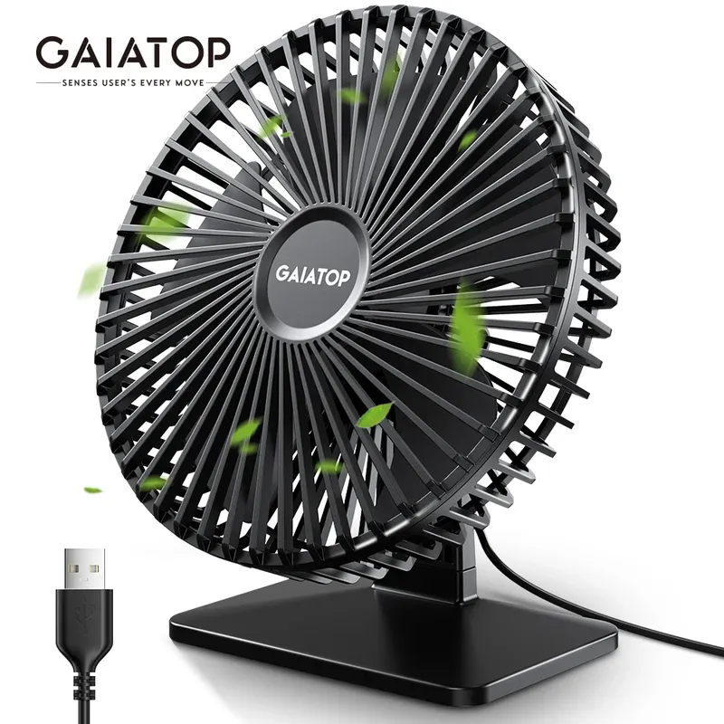 GAIATOP Schreibtischventilator, tragbarer USB-Ventilator 90 °   Verstellbarer Lüfter, stumm, 3-Gang-Einstellung, extrem leise, geeignet für Zuhause, Schreibtisch, Büro