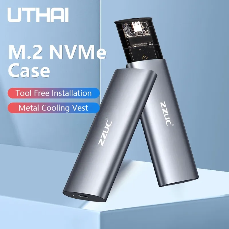 UTHAI M.6 Festplattenbox 3.1 Dual Protocol NVME/NGFF SATA SSD Typ-C 3.1 Disk Tool Kostenloses M.2 SSD-Gehäuse Eingebauter Metall-Kühlkörper