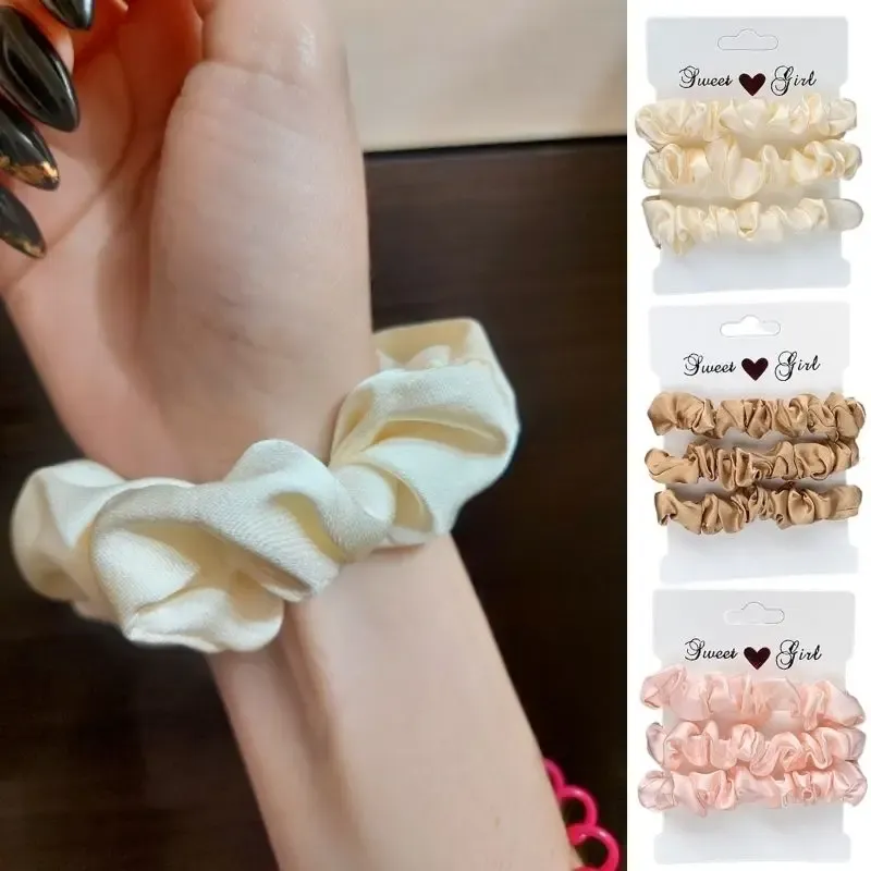 Damen-Haargummi aus Seide, elastisch, handgefertigt, mehrfarbig, Satin-Seide, solide Pferdeschwanz-Halter, Stirnband, Haargummis, Haar-Accessoires