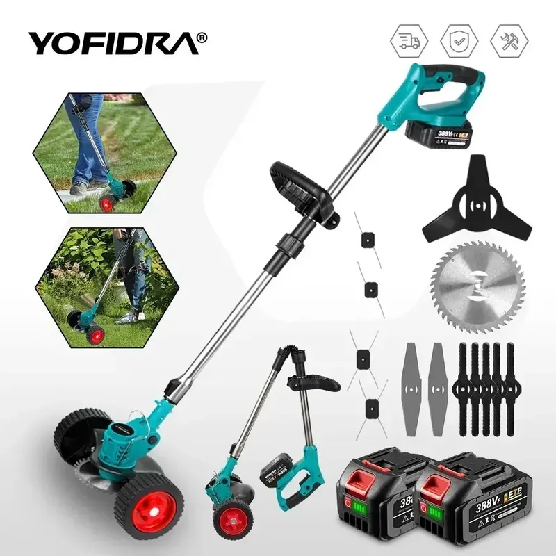 YOFIDRA Elektrischer Rasenmäher, kabelloser Garten-Grasschneider, 100–135 cm Länge, Schneider, Elektrowerkzeug für Makita 18 V Akku-Pin