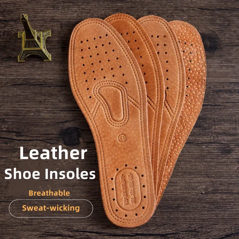 Einlegesohle aus echtem Rindsleder, Lederschuhe, Stiefel, Schuheinlagen, weich, atmungsaktiv, Deodorant, rutschfeste Vorlage, stoßdämpfende Einlegesohlen, Sohle