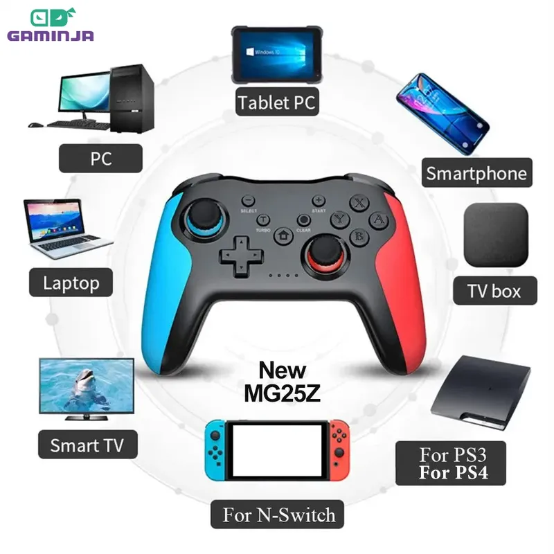Gaminja mg25z wireless controller bluetooth gamepad für nintendo switch ps3 pc joystick dual vibration gamepad lag frei