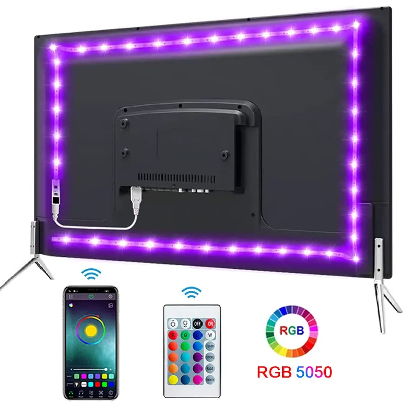 Band Bluetooth USB LED Streifen Licht 5050 SMD 5V USB RGB Lichter Flexible LED Lampe Band Band RGB Selbst-klebstoff TV Desktop Diode