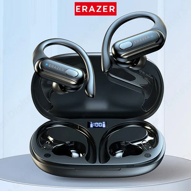 XT60 Bluetooth 5.3-Kopfhörer, echte kabellose Kopfhörer, Tastensteuerung, Rauschunterdrückung, Ohrbügel, wasserdicht, mit Mikrofon-Headset