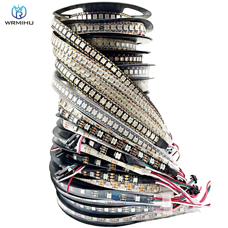 DC5V WS2812B 5m/Rolle 30/60/144leds/m Schwarz/Weiß PCB IP30/IP65/IP67 5050RGB Individuell adressierbares Smart-LED-Pixel-Streifenlicht