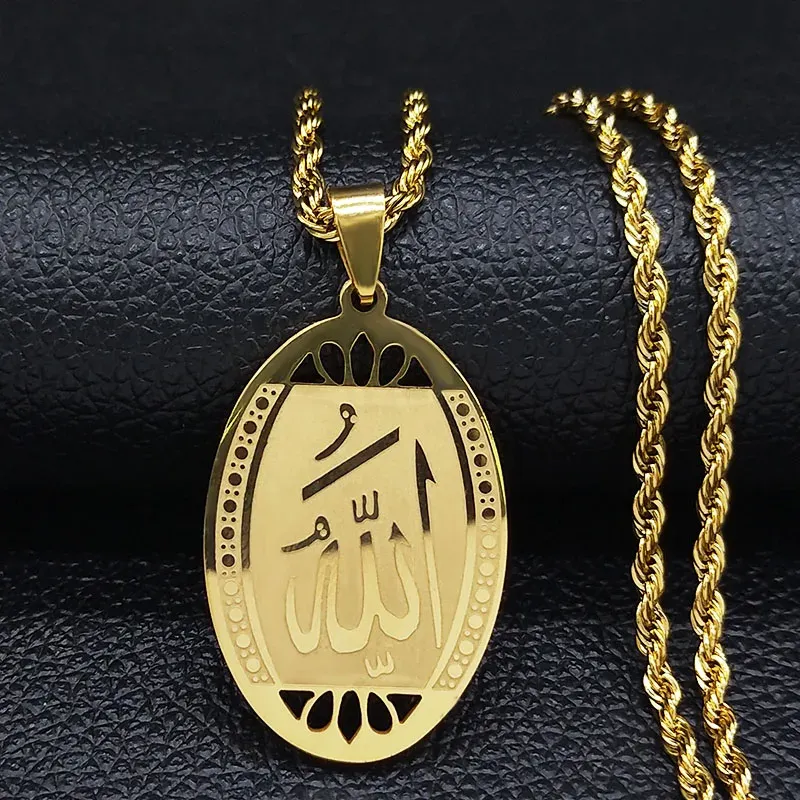 Muslim Islamischen Koran Allah Edelstahl Opulente Halskette für Männer Gold Farbe Kette Halskette Schmuck collier homme N1208S02