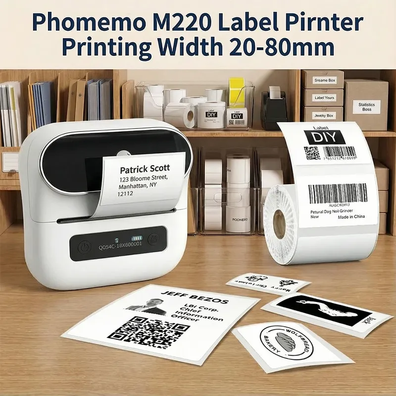 Zodzi M220 Etikettendrucker 75mm Thermischer Etikettierer für Barcode-Adressetiketten Versand-Dateiordner-Etiketten für Handy & PC