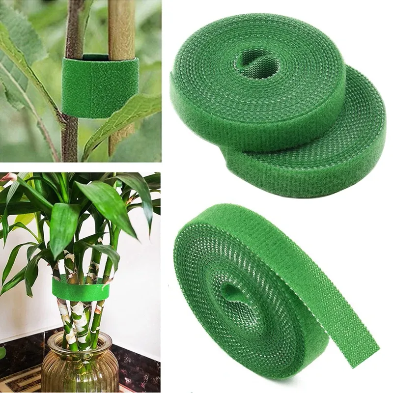 3-Rollen grüne Gartenschnur-Pflanzenbinder, Nylon-Pflanzenverband, Gartenhakenschlaufe, Bambusrohrwickel, Unterstützung für Gartenzubehör