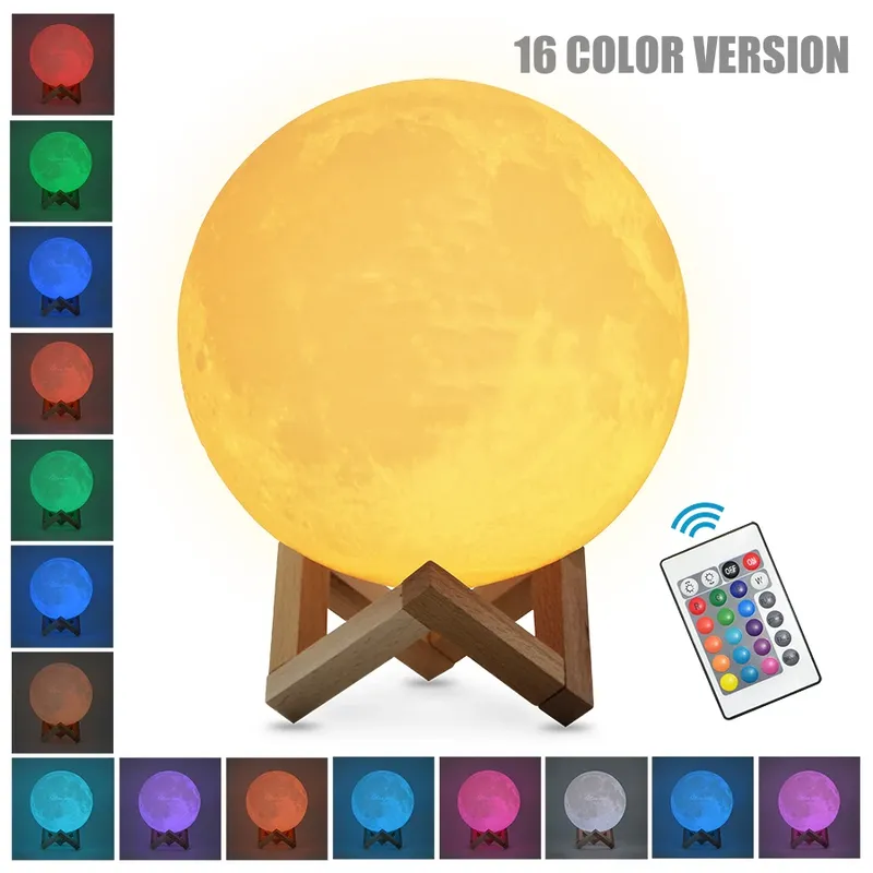 Dropship 3D Gedruckt Sterne Mond Lichter Bunte Wiederaufladbare Touch Nacht Lampen Wohnkultur Kreative Geschenk USB LED Nachtlicht
