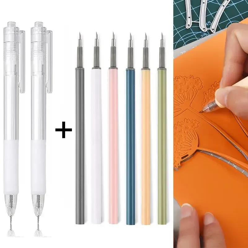 2 + 6Pcs Messer Stift Refill Set Kunst Utility Papier Cut Messer Scrapbooking Aufkleber Präzision Schneiden Werkzeug DIY Handwerk liefert Cutter