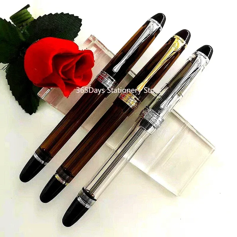 Wingsung 699 Füllfederhalter mit Vakuumfüllung, hochwertiges Acryl, transparente Fässer, Business-Büro, Schreibtinte, Stifte mit Geschenkbox