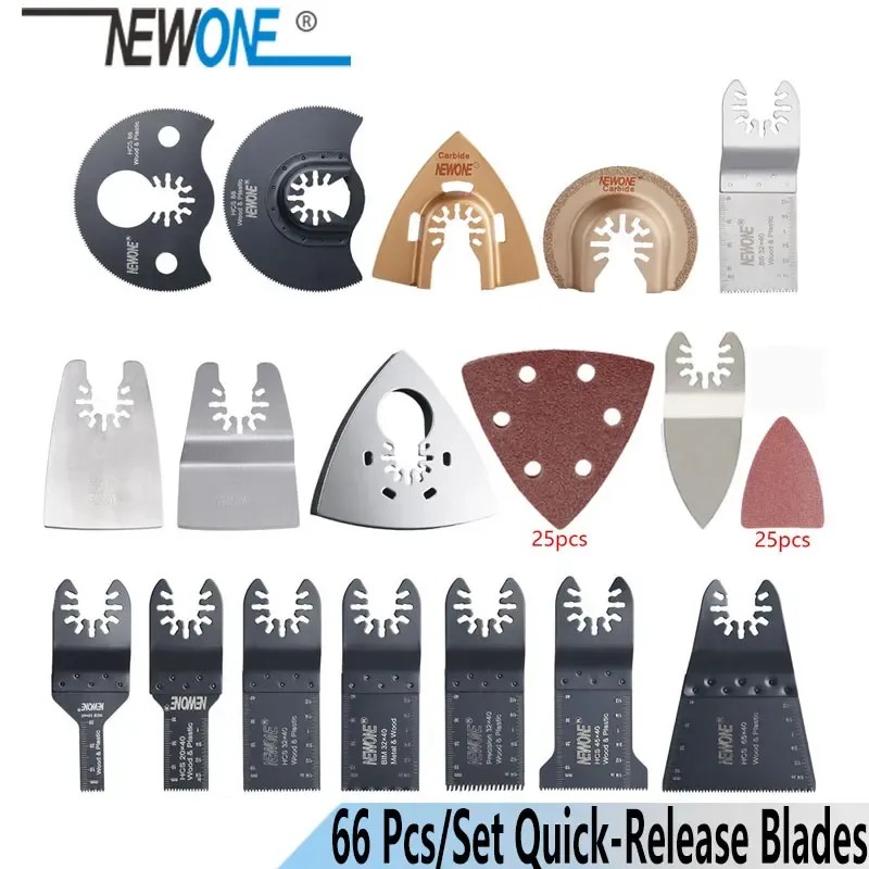 NEWONE K66/K100 weitere Kits Schnellspanner HCS/Bi-Metall Oszillierendes Werkzeug Multifunktionswerkzeug Sägeblätter Renovator Trimmerklingen