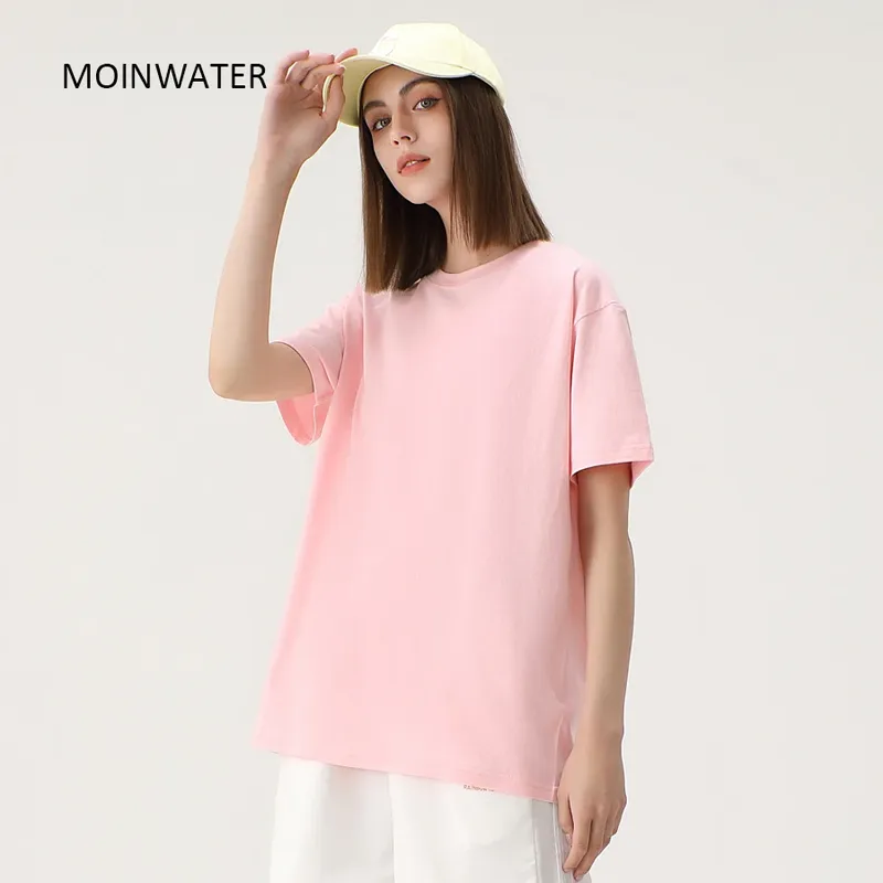 WAVLATII Neue Frauen Solide Baumwolle T shirts Weibliche Dunkelgrün Übergroßen Casual Soft-Tees Unisex Kurzarm Sommer Tops