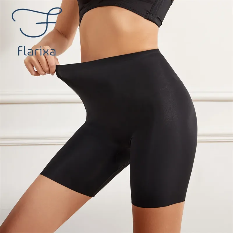 Flarixa Nahtlose Shorts mit hoher Taille für Frauen, Bauchkontrolle, Hip-Lift, Eisseide, Sicherheitshose, Unterwäsche, Boyshorts, Boxer