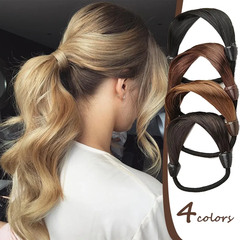 Neue Faux Perücke Gummibänder Haargummis für Frauen Mädchen Pferdeschwanz Wrap Halter Haarband Einfache Temperament Kopfbedeckung Haar Zubehör