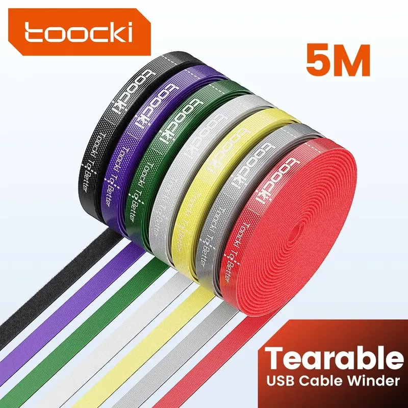 Toocki 5m organizer kabel management trär able organi zador kabel 10mm breite wickler handy zubehör draht kabel organizer