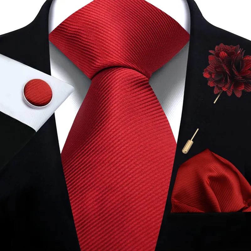 Marke Business Einfarbig Krawatten Taschentuch Manschettenknopf Krawatte clip Pin Set Für Männer Formale Krawatte Party Hochzeit Männer Accessoreis Geschenk