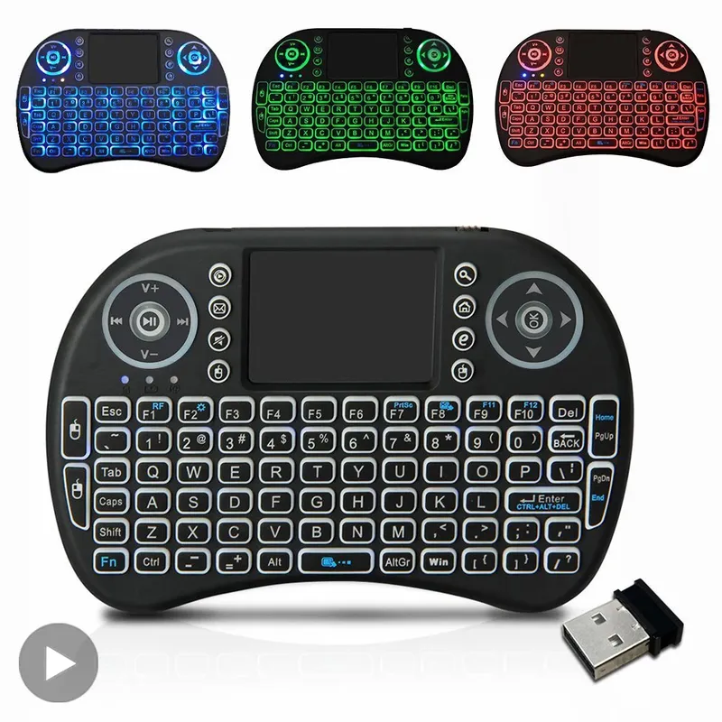 Mini-Funktastatur mit Hintergrundbeleuchtung, französische Azerty-Sprache, Air-Maus mit Touchpad, RGB-PC-TV-Box, Tastatur, Gamer Air Kit, Tastenfeld