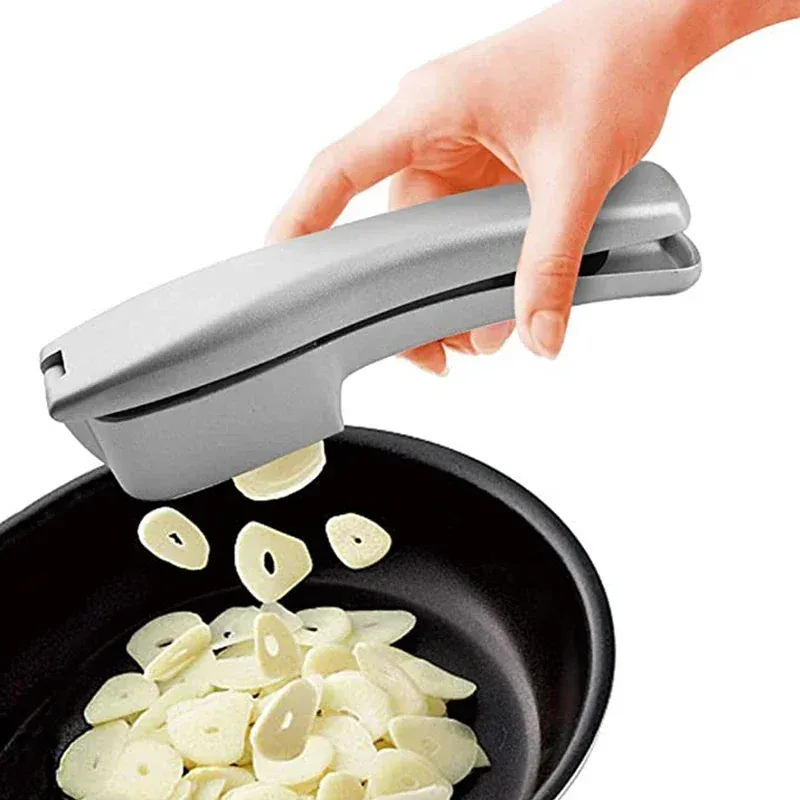 2-in-1 multifunktionale Knoblauchpresse, Knoblauchschneider, Zinklegierung, manuelles Küchenhelfer und Zubehör, Gadgets für Zuhause