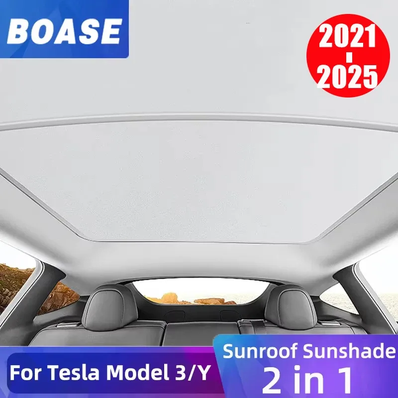 Für Tesla Modell 3Y 2021-2025 Neue Upgrade Eis Tuch Schnalle Sonnenschutz Glas Dach Sonnenschirm Vorne Hinten schiebedach Dachfenster