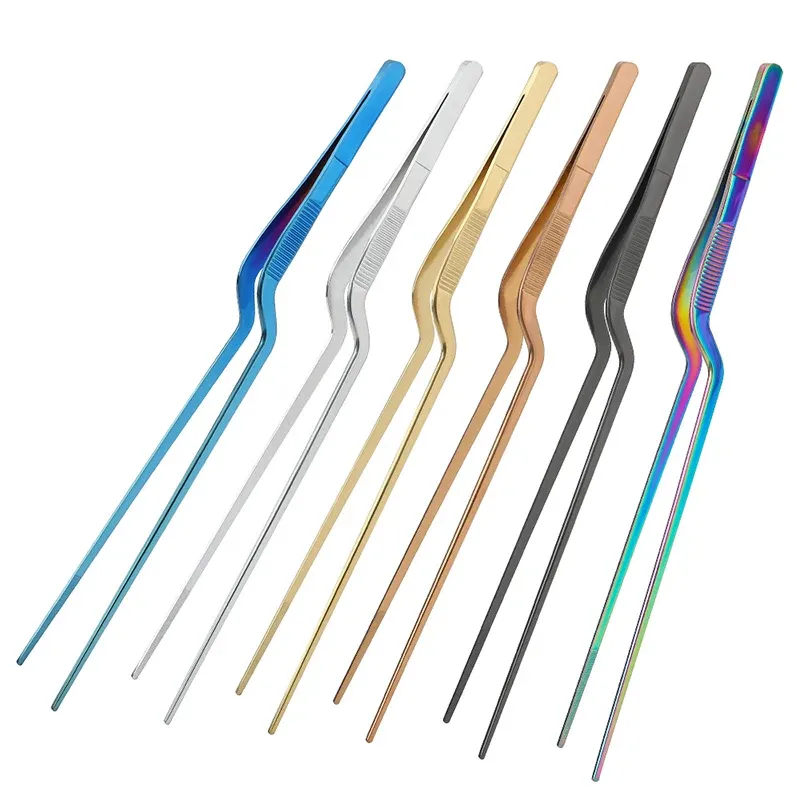 Bunte 6/8/12-Zoll-Küchenzange, culinäre Präzisionspinzette aus Edelstahl, Grillzange – Backdekoration für Lebensmittel-Styling