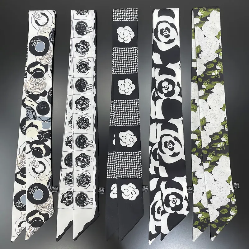 2023 Design Kamelie Blume Marke Seidenschal Luxus Schal Frauen Foulard Dünne Tasche Schals Halstuch Mode Haar Stirnband - 2.1 EUR