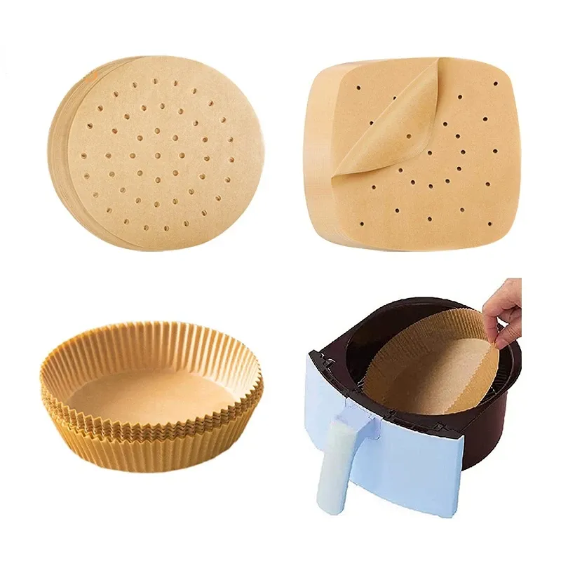 50 stücke Luft Friteuse Pergament Einweg Dampfer Liner Küche Herde Öl-proof Papier Grill Friteuse Backen Zubehör 0151