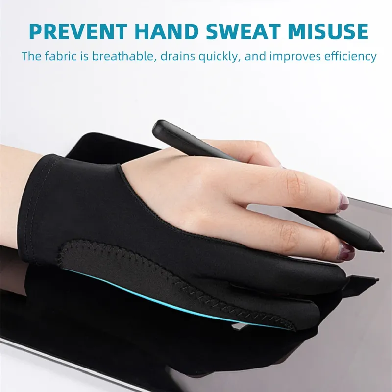Zwei-Finger-Malhandschuhe, Anti-Touch, Anti-Verschmutzung, Anti-Schmutz-, rechte- und linke Hand, für IPad-Tablet-Touchscreen-Zeichnung